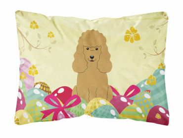 Poodle - Tan Easter Eggs Dog Art Canvas Fabric Decorative Pillow