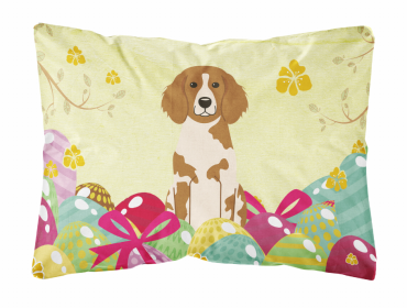 Brittany Easter Eggs Dog Art Canvas Fabric Decorative Pillow