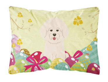 Bichon Frise Easter Eggs Dog Art Canvas Fabric Decorative Pillow