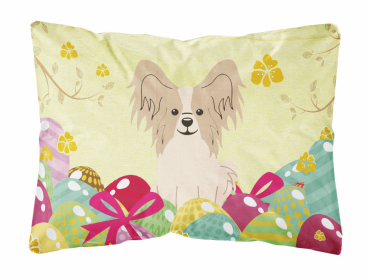 Papillon - Sable and White Easter Eggs Dog Art Canvas Fabric Decorative Pillow