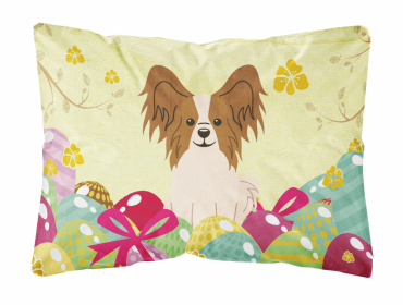 Papillon - Red and White Easter Eggs Dog Art Canvas Fabric Decorative Pillow