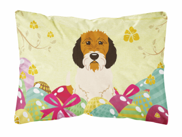 Petit Basset Griffon Vendeen Easter Eggs Dog Art Canvas Fabric Decorative Pillow