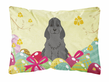 Cocker Spaniel - Black Easter Eggs Dog Art Canvas Fabric Decorative Pillow