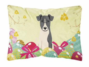 Fox Terrier - Smooth Easter Eggs Dog Art Canvas Fabric Decorative Pillow