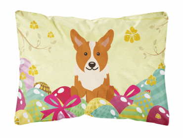 Corgi Easter Eggs Dog Art Canvas Fabric Decorative Pillow