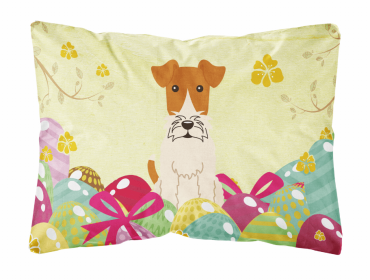 Fox Terrier - Wire Easter Eggs Dog Art Canvas Fabric Decorative Pillow