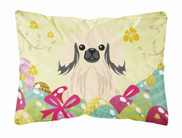 Pekingese - Cream Easter Eggs Dog Art Canvas Fabric Decorative Pillow