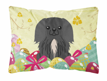 Pekingese - Black Easter Eggs Dog Art Canvas Fabric Decorative Pillow