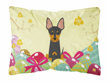 Toy Fox Terrier Easter Eggs Dog Art Canvas Fabric Decorative Pillow