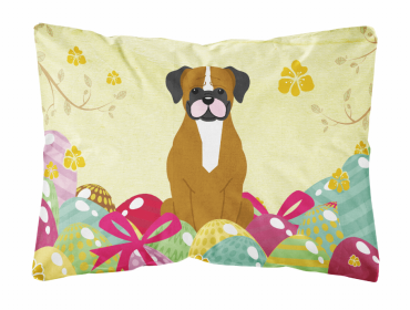 Boxer - Flashy Fawn Easter Eggs Dog Art Canvas Fabric Decorative Pillow