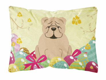 Bulldog - Fawn Easter Eggs Dog Art Canvas Fabric Decorative Pillow