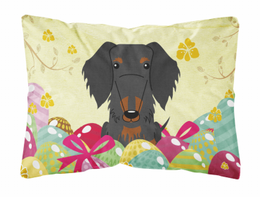 Dachshund - Wire - Black and Tan Easter Eggs Dog Art Canvas Fabric Decorative Pillow