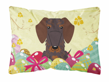 Dachshund - Wire - Chocolate Easter Eggs Dog Art Canvas Fabric Decorative Pillow