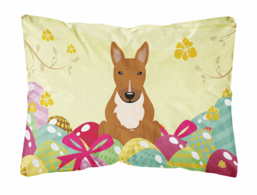 Bull Terrier - Red Easter Eggs Dog Art Canvas Fabric Decorative Pillow