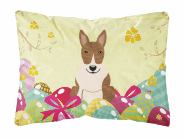 Bull Terrier - Brindle Easter Eggs Dog Art Canvas Fabric Decorative Pillow