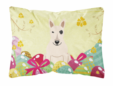 Bull Terrier - White Easter Eggs Dog Art Canvas Fabric Decorative Pillow