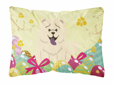 Chow Chow - White Easter Eggs Dog Art Canvas Fabric Decorative Pillow