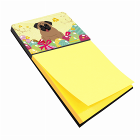 Pug - Dark Brown Easter Eggs Design with Dog Sticky Note Holder