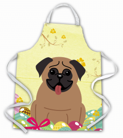 Pug - Dark Brown - Easter Eggs Apron