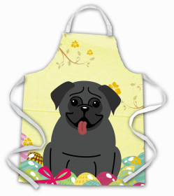 Pug - Black - Easter Eggs Apron