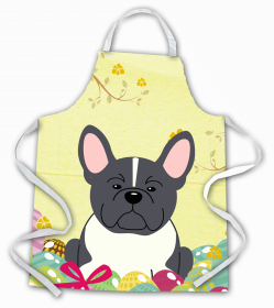 French Bulldog - Black and White - Easter Eggs Apron