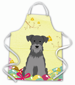 Miniature Schnauzer - Black and Silver - Easter Eggs Apron