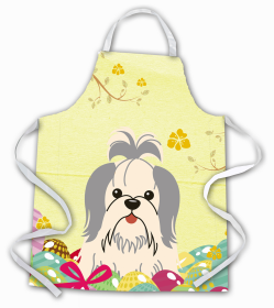 Shih Tzu - Silver and White - Easter Eggs Apron