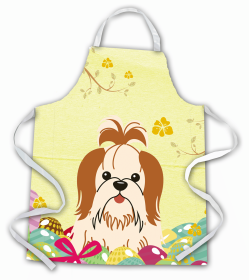 Shih Tzu - Red and White - Easter Eggs Apron