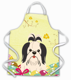 Shih Tzu - Black and White - Easter Eggs Apron