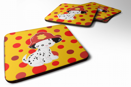 Dalmatian Puppy and Fireman Art Foam Coaster