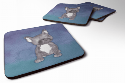 French Bulldog Watercolor Art Foam Coaster