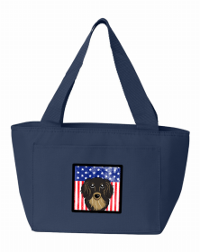 Dachshund - Longhair - Black and Tan American Flag Lunch Bag