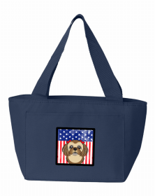 Shih Tzu -Chocolate Brown - American Flag Shih Tzu Lunch Bag