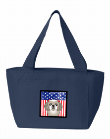 Shih Tuz - Silver and White American Flag Lunch Bag