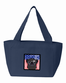 Pug - Black - American Flag Lunch Bag