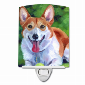 Corgi with green ball Ceramic Night Light