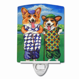 Corgi Golfers Ceramic Night Light