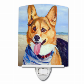 Corgi Beach Bandana Ceramic Night Light