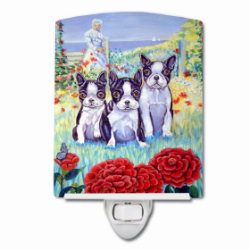 Boston Terrier Trio Ceramic Night Light