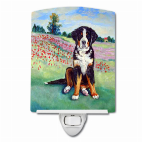 Bernese Mountain in Meadow Dog Ceramic Night Light