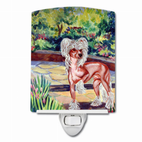 Chinese Crested on the Patio Ceramic Night Light