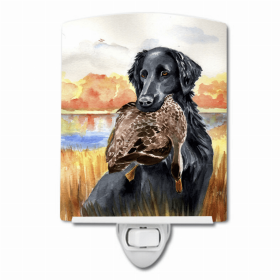 Flat Coated Retriever with Duck Ceramic Night Light