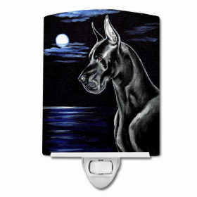 Great Dane - Black - in the Moonlight Ceramic Night Light