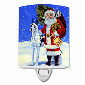 Great Dane - Harlequin - with Santa Claus Ceramic Night Light