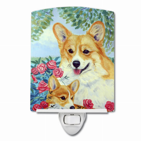 Corgi Momma Loves Roses Ceramic Night Light