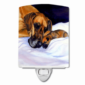 Great Dane - Natural Eared - Fawn - Momma and Puppy Ceramic Night Light