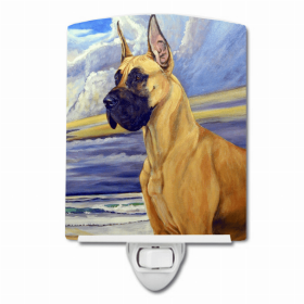 Great Dane - Fawn - at the beach Ceramic Night Light