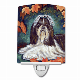 Shih Tzu Autumn Leaves Ceramic Night Light