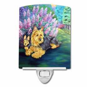 Australian Terrier and Puppy Ceramic Night Light