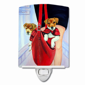 Jack Russell Terrier in red bag Ceramic Night Light